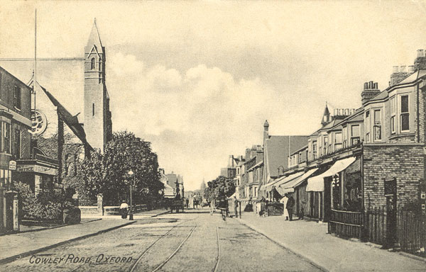 Black and white photograph of early 20th century Cowley Rd